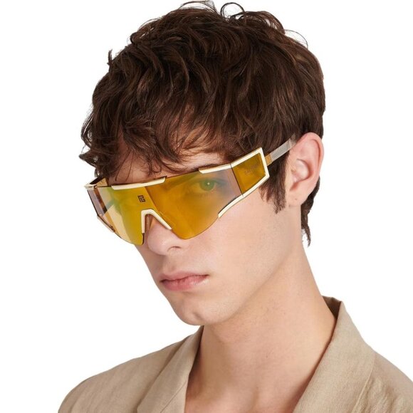 Balmain Women Sunglasses Gold Bronze Mirror Mask FLECHE BPS-138B-141 BRAND NEW - Picture 10 of 15